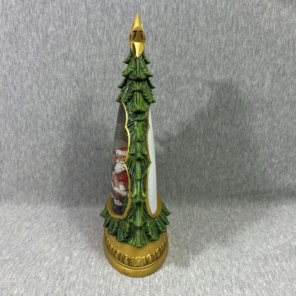 Holiday Traditions Illuminated Glitter Tree Santa Snow Globe Christmas-Works! - Picture 2 of 16
